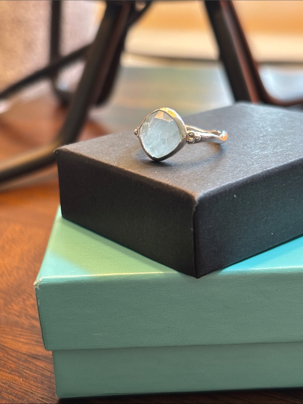 Aquamarine Sterling Silver Ring, Size 5